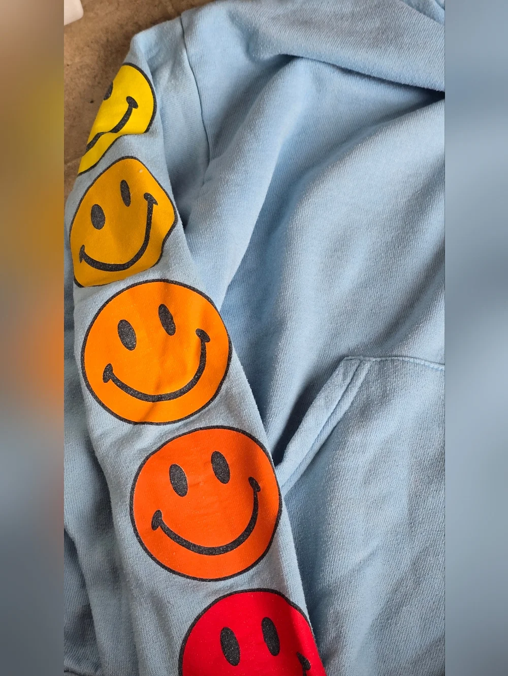 Aviator Nation Sky Blue Hoodie And Sweatpants Smiley Sleeve Graphics - Picture 9 of 10